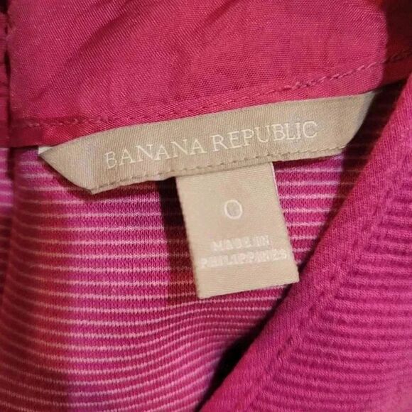 Banana Republic Women's Fuschia Poly/Cotton/Spandex V-Neck Short Sleeve Pleated - Picture 13 of 14